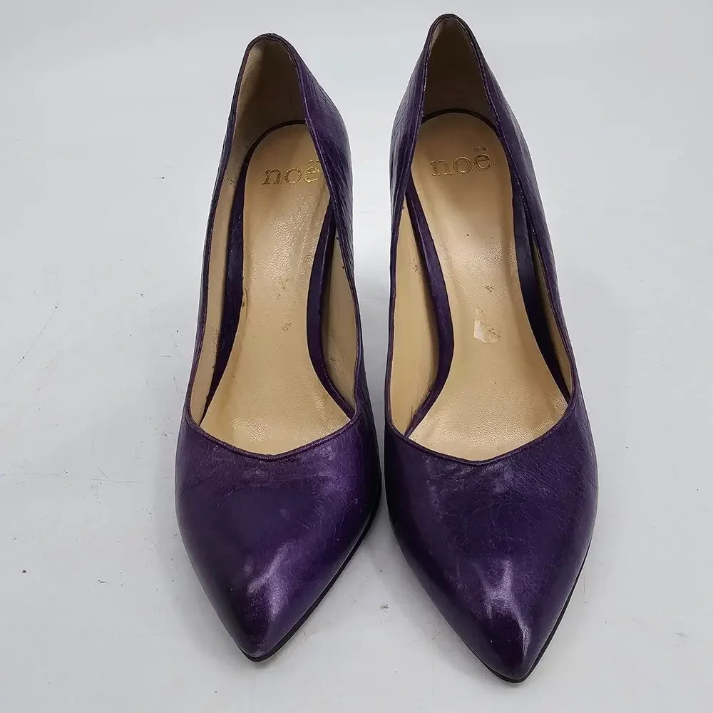 Noe Purple Distressed Leather Pumps Court Shoes 3 3/4